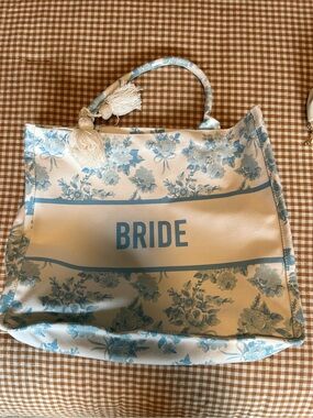 Bride Floral Blue and White Tote Bag
